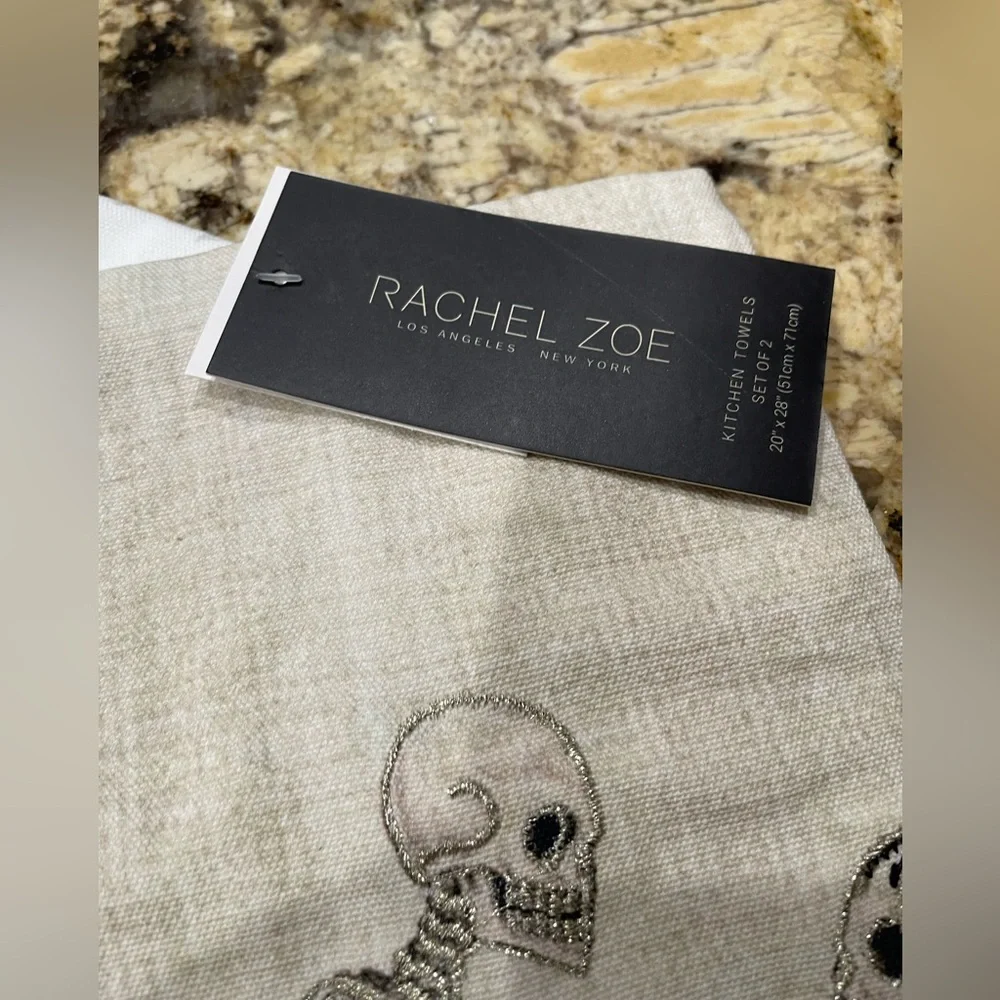Rachel Zoe Halloween Skeleton & Jack o’Lantern kitchen towel set - Brand NEW!
